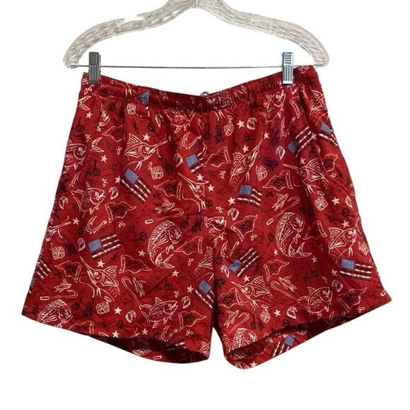 Columbia PFG Red 6” Shorts M –‎ Patriotic Fishing Shorts Fourth of July - Picture 1 of 14